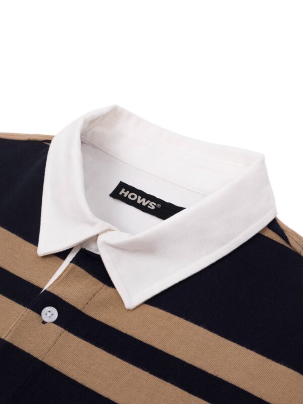 HOWS｜OLD School Striped LONG Sleeve POLO / Brown X NAVY