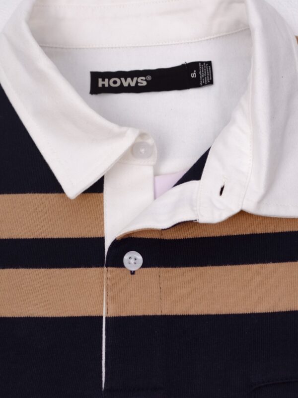 HOWS｜OLD School Striped POLO / Brown X NAVY
