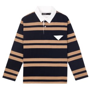 HOWS｜OLD School Striped LONG Sleeve POLO / Brown X NAVY