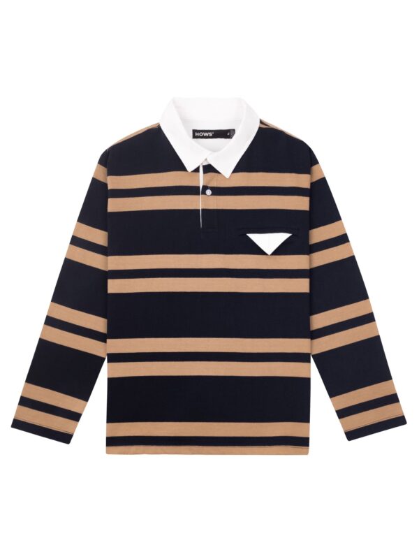 HOWS｜OLD School Striped LONG Sleeve POLO / Brown X NAVY