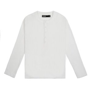 HOWS｜Waffle LONG Sleeve Henley / White
