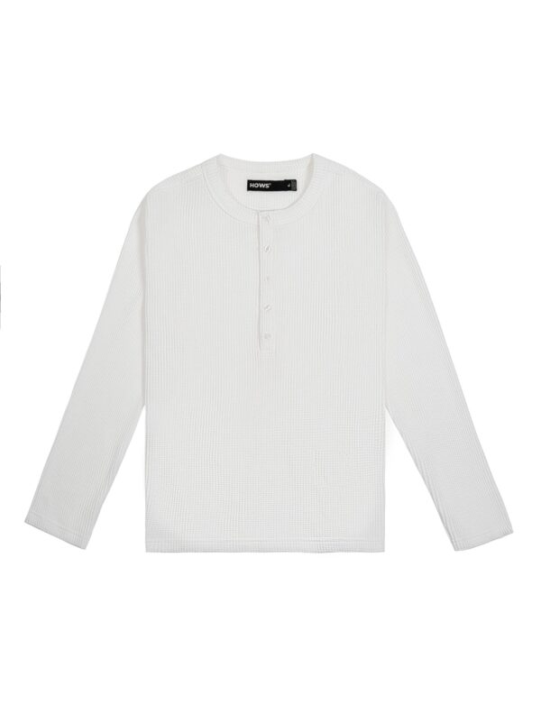 HOWS｜Waffle LONG Sleeve Henley / White