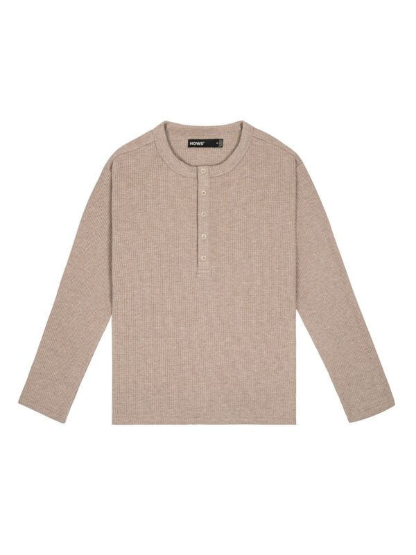 HOWS｜Waffle LONG Sleeve Henley / Camel