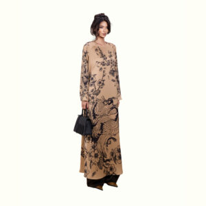 Duc Studio CRANE BIRD FLORAL SILK ALL OVER DRESS