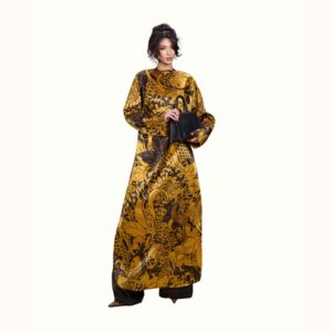 Duc Studio KOI FISH TATTOO SILK ALL OVER DRESS - YELLOW