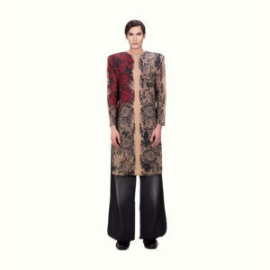 duc-red-floral-one-side-ao-dai-male-1 Duc Studio RED FLORAL ONE SIDE "AO DAI" - MALE