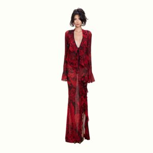 duc-red-koi-fish-tattoo-slit-dress-1 Duc Studio RED KOI FISH TATTOO SLIT DRESS