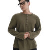 HOWS｜Waffle LONG Sleeve Henley / MOSS