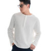 HOWS｜Waffle LONG Sleeve Henley / White