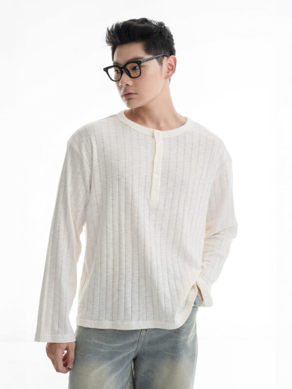 HOWS｜Fitted LONG Sleeve Henley T-shirt / Cream