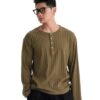 HOWS｜Fitted LONG Sleeve Henley T-shirt / MOSS