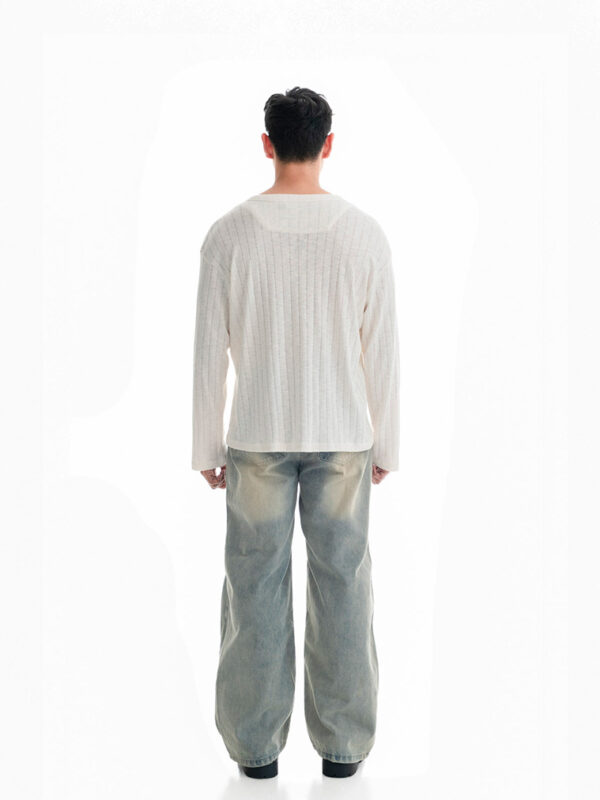 HOWS｜Fitted LONG Sleeve Henley T-shirt / Cream