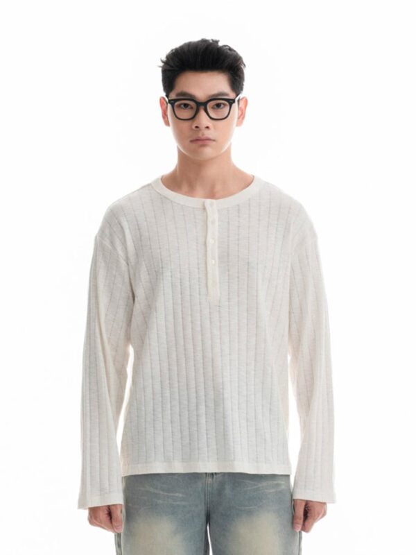 HOWS｜Fitted LONG Sleeve Henley T-shirt / Cream