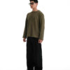 HOWS｜Waffle LONG Sleeve Henley / MOSS