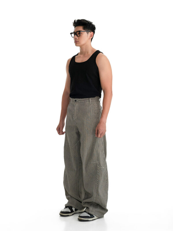 HOWS｜Striped Khaki Pants / Black X White