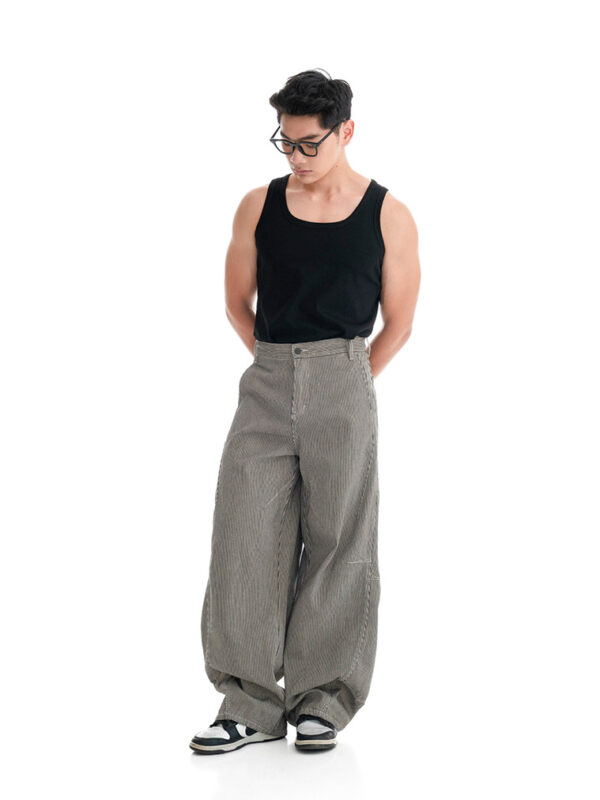 HOWS｜Striped Khaki Pants / Black X White