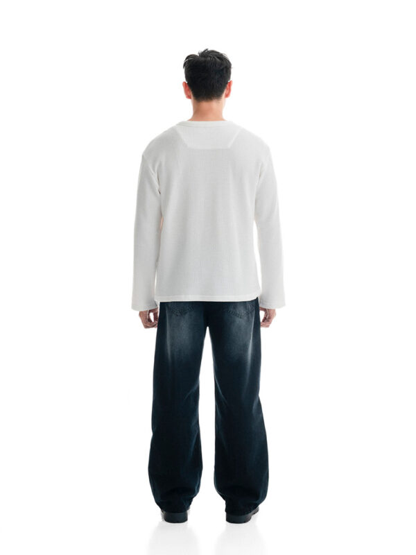 HOWS｜Waffle LONG Sleeve Henley / White