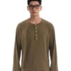 HOWS｜Fitted LONG Sleeve Henley T-shirt / MOSS