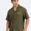 COUPLETX｜Shirt Tay Ngắn Nam Relax Linen Green Luck