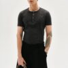 MAVERIK STUDIO｜MAVERIK® BUTTON RIB SLIM FIT T-SHIRT ( DARK GREY )