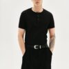 MAVERIK STUDIO｜MAVERIK® BUTTON RIB SLIM FIT T-SHIRT ( BLACK )
