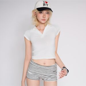 TWENTI 素色羅紋短版 Polo 衫