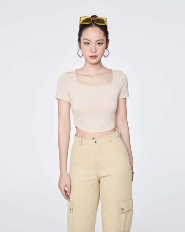 women_be-dam__7__8fcbd4be63884bbfbbf3f8017f22215e COUPLETX|Tee Nữ Croptop Banana Kiểu Nhún Sườn