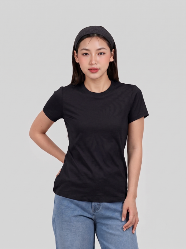 COUPLETX｜Tee Nữ Cổ Tròn Đốm Slim Basic
