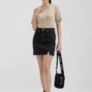 COUPLETX｜Dress Nữ Jeans Mini Xẻ Lai