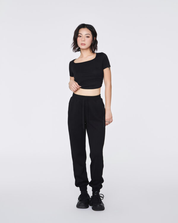women_den__6__1e3a06b808cf46488bac5fd08031bd68 COUPLETX|Tee Nữ Croptop Banana Kiểu Nhún Sườn