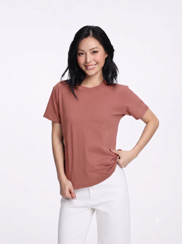 COUPLETX｜Tee Nữ Cổ Tròn Đốm Slim Basic