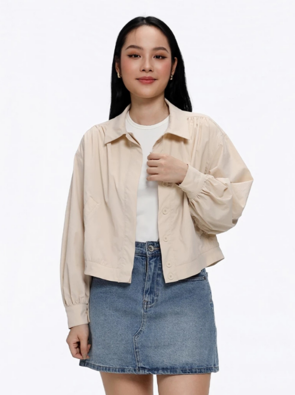 COUPLETX｜Jacket Nữ Dù Relax Boxy Cổ Sơ Mi