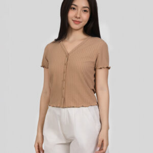 COUPLETX｜Tee Nữ Slim Boxy Jersey Button - Up