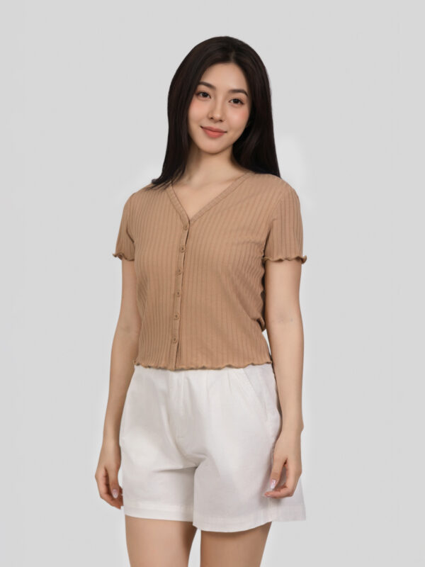 COUPLETX｜Tee Nữ Slim Boxy Jersey Button - Up