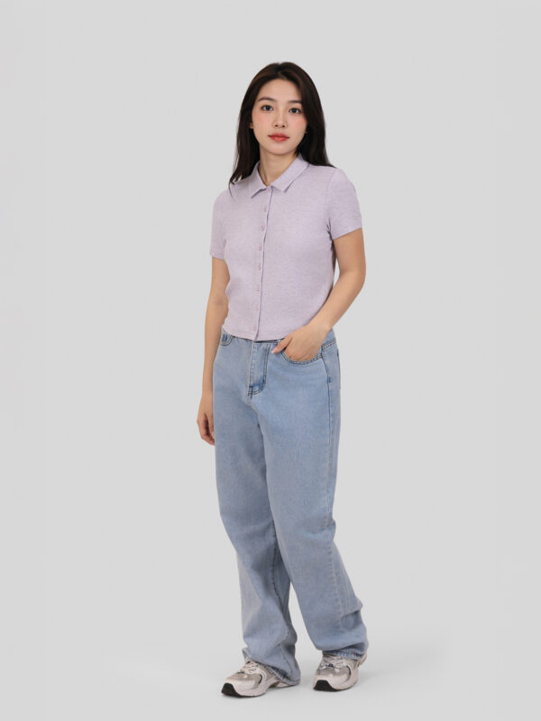 COUPLETX｜Polo Nữ Rib Cotton Slim Boxy