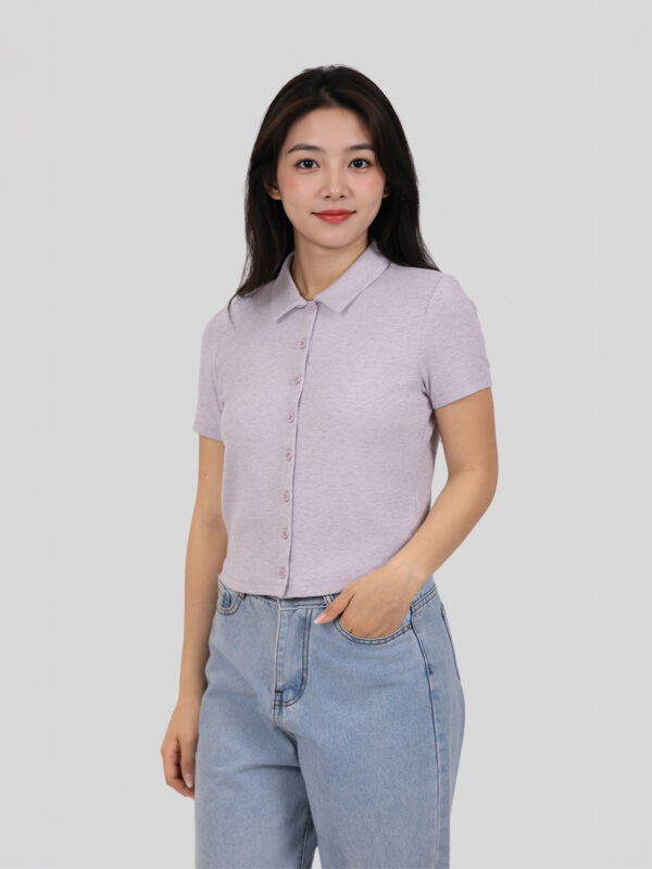 COUPLETX｜Polo Nữ Rib Cotton Slim Boxy