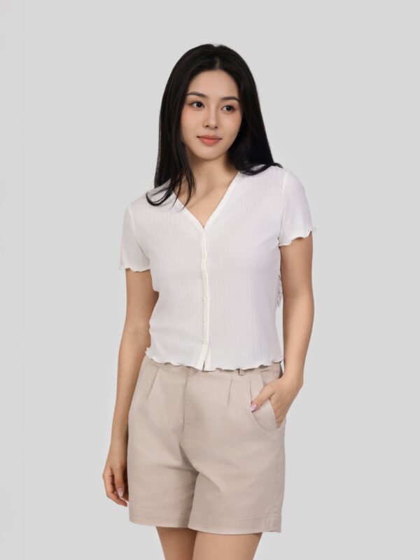 COUPLETX｜Tee Nữ Slim Boxy Jersey Button - Up