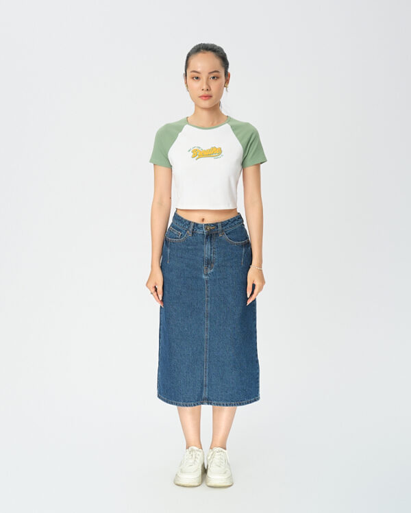 COUPLETX｜Top Kiểu Nữ Croptop Raglan Phối Màu