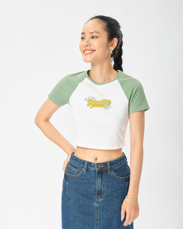 COUPLETX｜Top Kiểu Nữ Croptop Raglan Phối Màu