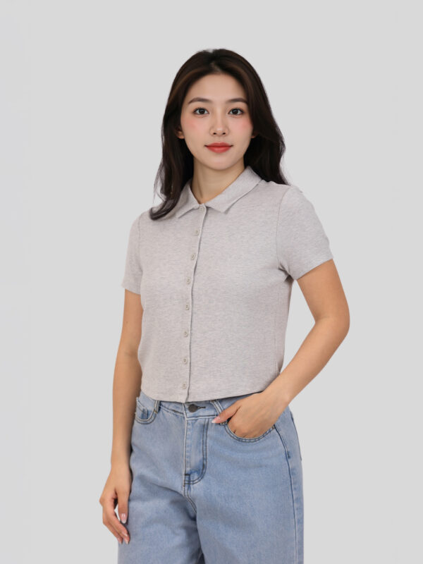 COUPLETX｜Polo Nữ Rib Cotton Slim Boxy