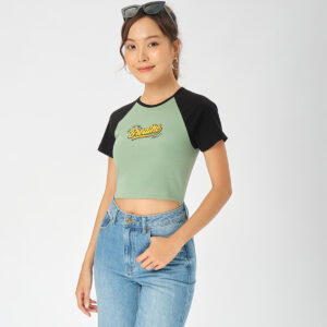 COUPLETX｜Top Kiểu Nữ Croptop Raglan Phối Màu