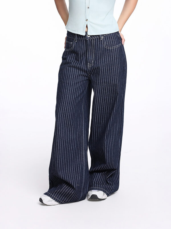 COUPLETX｜Jeans Nữ Stripe Wide-leg Denim