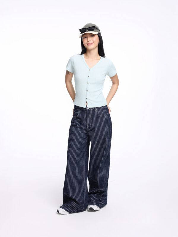 COUPLETX｜Jeans Nữ Stripe Wide-leg Denim