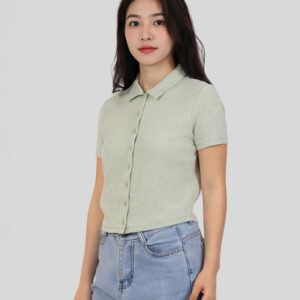 COUPLETX｜Polo Nữ Rib Cotton Slim Boxy