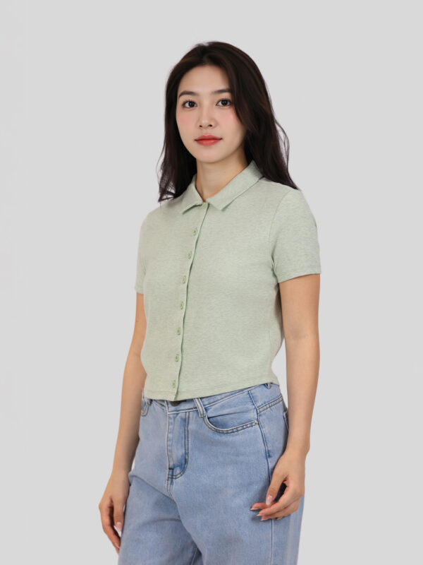 COUPLETX｜Polo Nữ Rib Cotton Slim Boxy