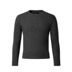 MAVERIK STUDIO｜MAVERIK® BUTTON RIB SLIM FIT LONGSLEEVE T-SHIRT ( DARK GREY )