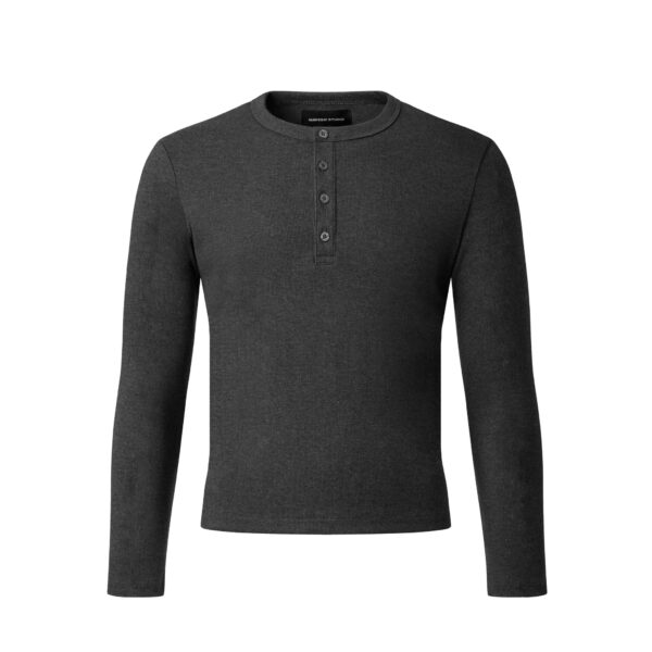 MAVERIK STUDIO｜MAVERIK® BUTTON RIB SLIM FIT LONGSLEEVE T-SHIRT ( DARK GREY )