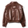 DKILLUMINATE｜OVERSIZED LEATHER BOMBER JACKET (Brown)