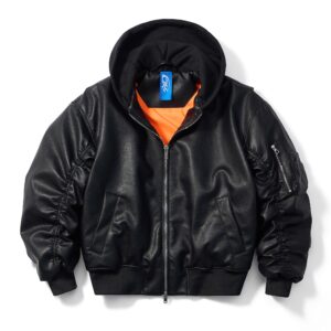 DKILLUMINATE｜OVERSIZED HOODED LEATHER BOMBER JACKET
