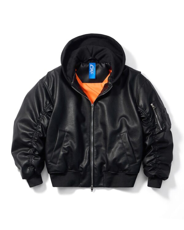 DKILLUMINATE｜OVERSIZED HOODED LEATHER BOMBER JACKET